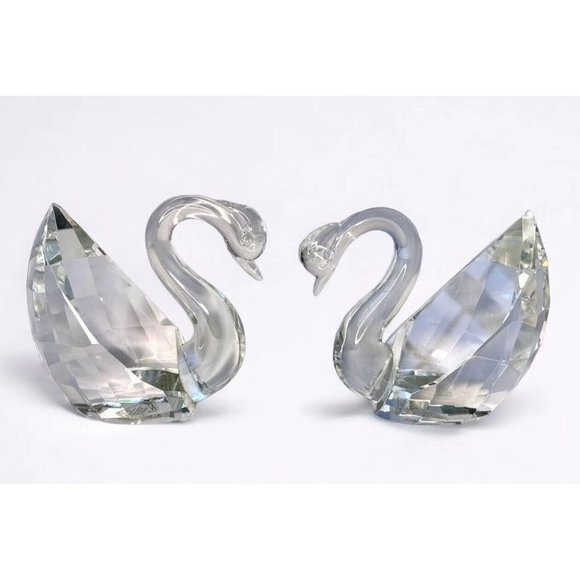 Shannon Irish Handmade Crystal Swan Paperweights Set Of Two - Picture 1 of 5